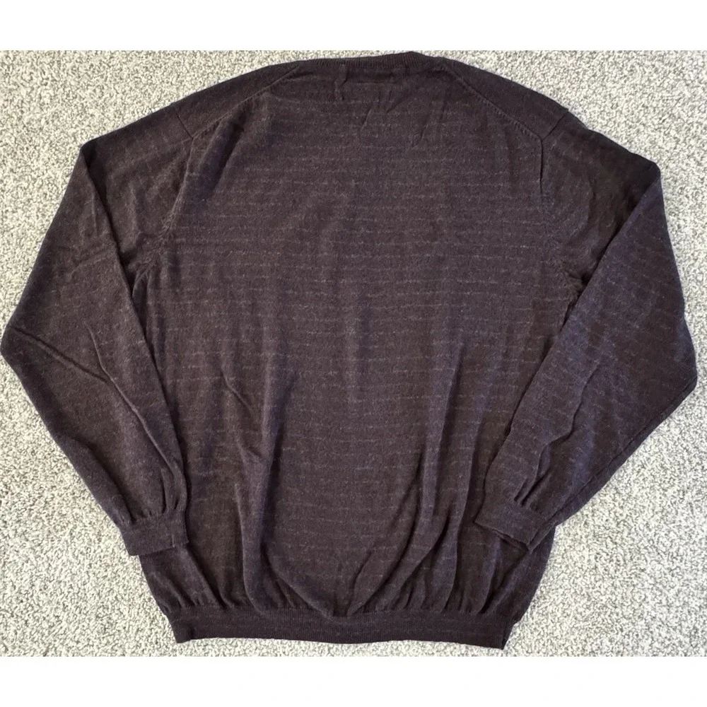 Pronto Uomo Sweater Mens Large Cotton Cashmere Purple V-Neck Pullover